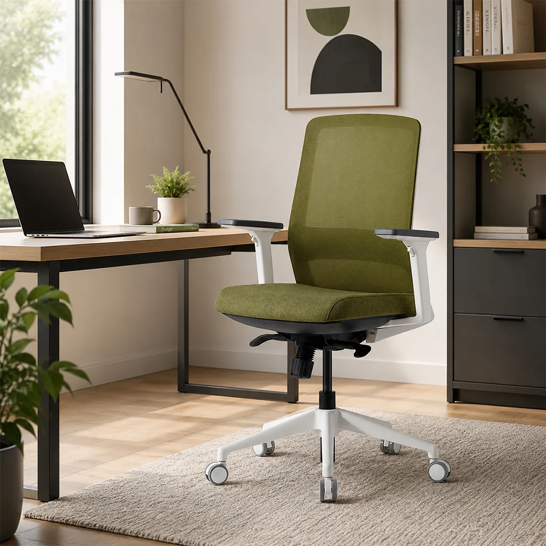 D40 Mid-Back Mesh Chair with Wide Lumbar Support - White Saudi Arabia 2